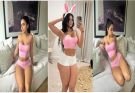 Noelle Emily Struts Her Toned Physique in a Pink Bodysuit