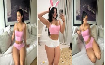 Noelle Emily Struts Her Toned Physique in a Pink Bodysuit